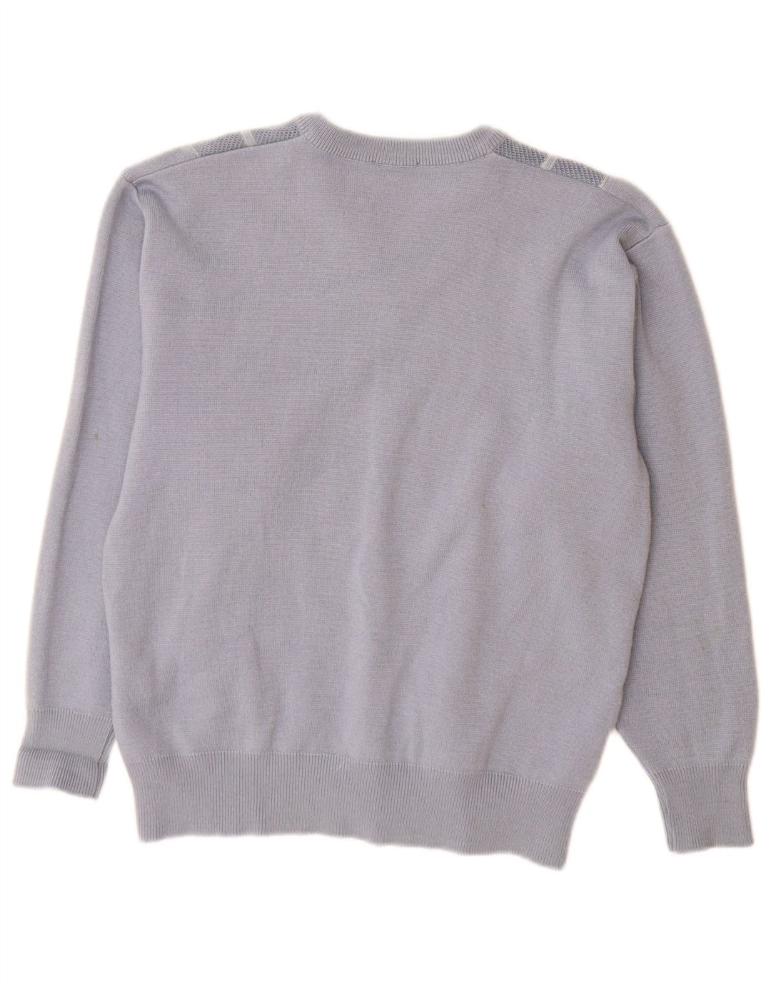 Gabicci Herren-Pullover mit V-Ausschnitt aus mittelblauer, gestreifter Wolle