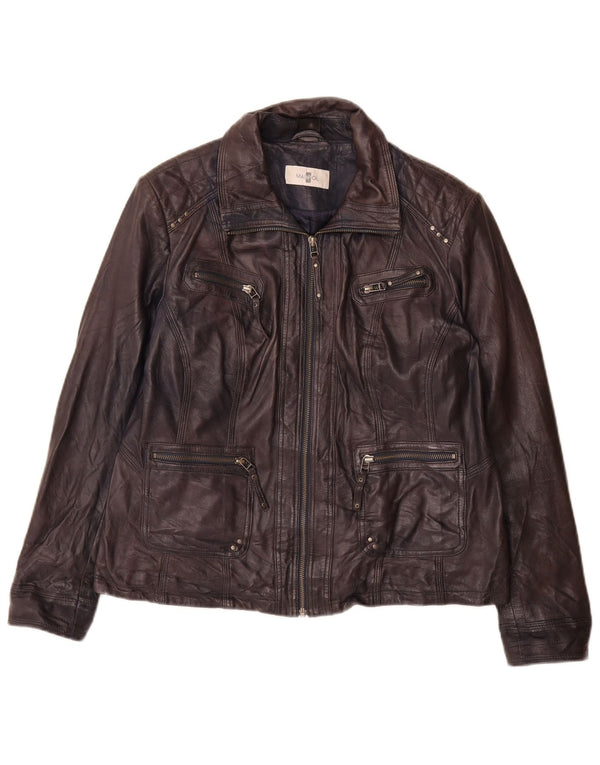 Mainpol Damen Lederjacke UK 16 Großes marineblaues Leder
