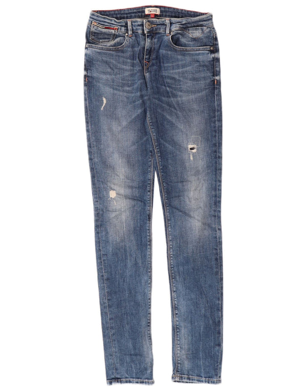 Tommy Hilfiger Distressed Slim Jeans für Mädchen, 15–16 Jahre, W26 L31, blaue Baumwolle