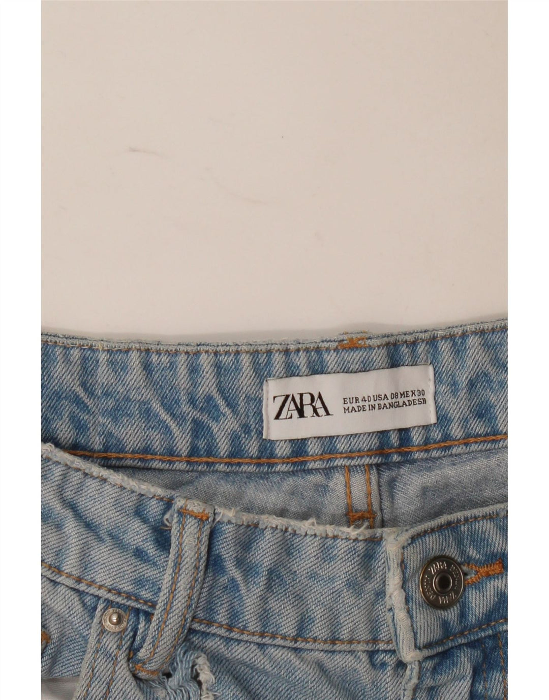 Zara Damen Distressed High Waist Jeans EU 40 Medium W30 L27 Blau