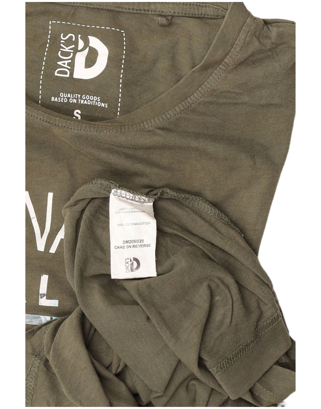 Dack's Herren-T-Shirt mit Grafik, Größe S, Khaki, Baumwolle