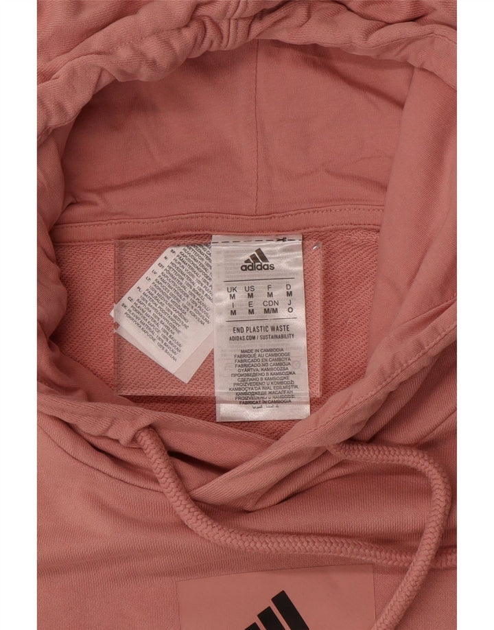 ADIDAS Mens Hoodie Jumper Medium Pink Cotton