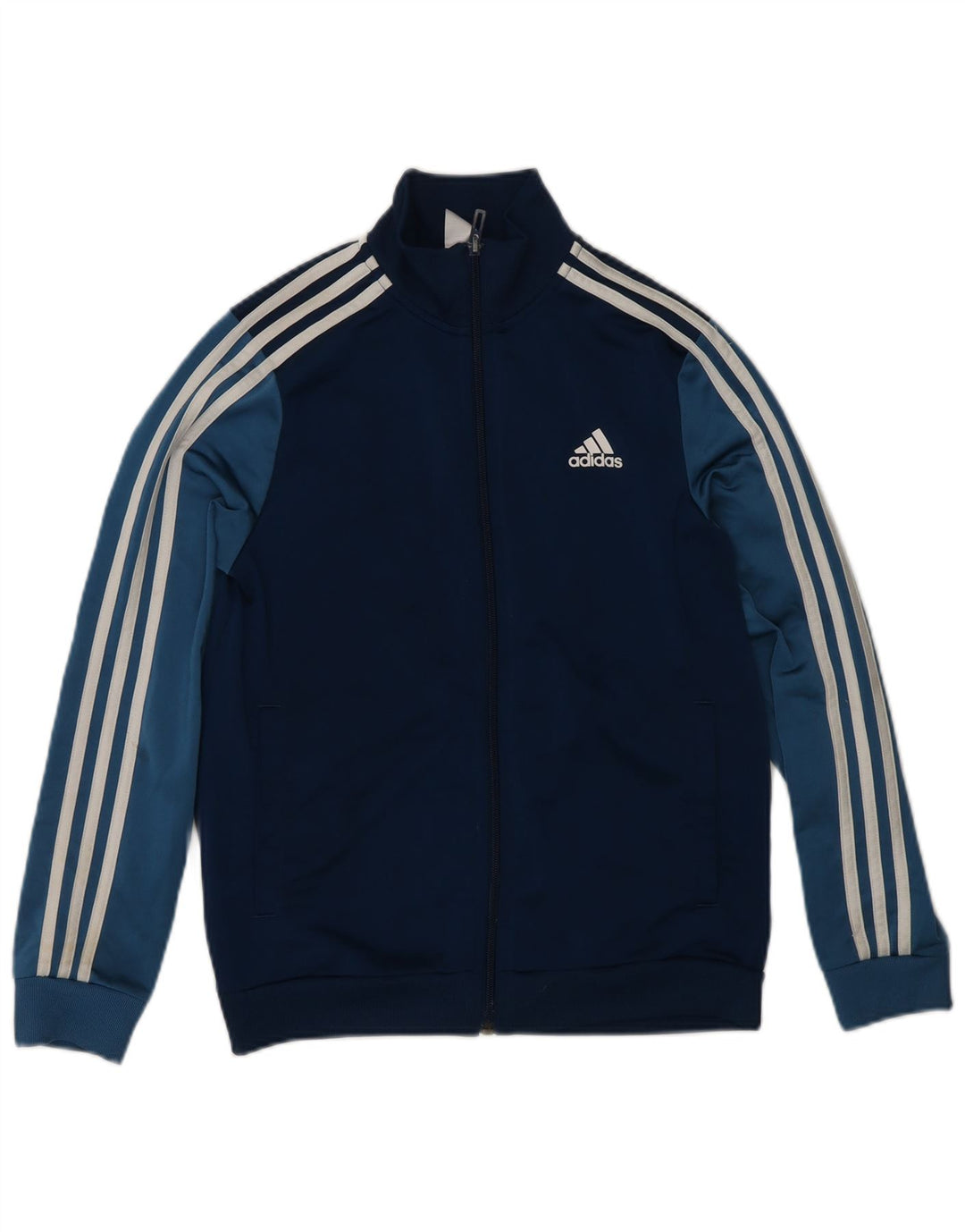 ADIDAS Jungen-Trainingsanzug-Top-Jacke, 11–12 Jahre, Marineblau, Farbblock