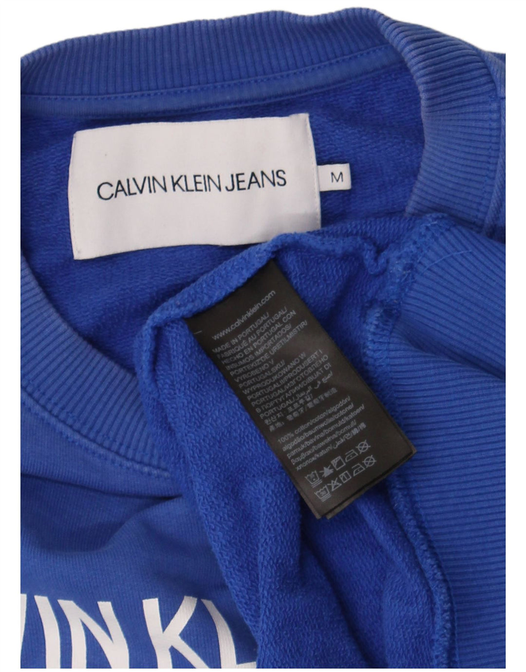 Calvin Klein Jeans Herren-Sweatshirt mit Grafik, mittelblaue Baumwolle