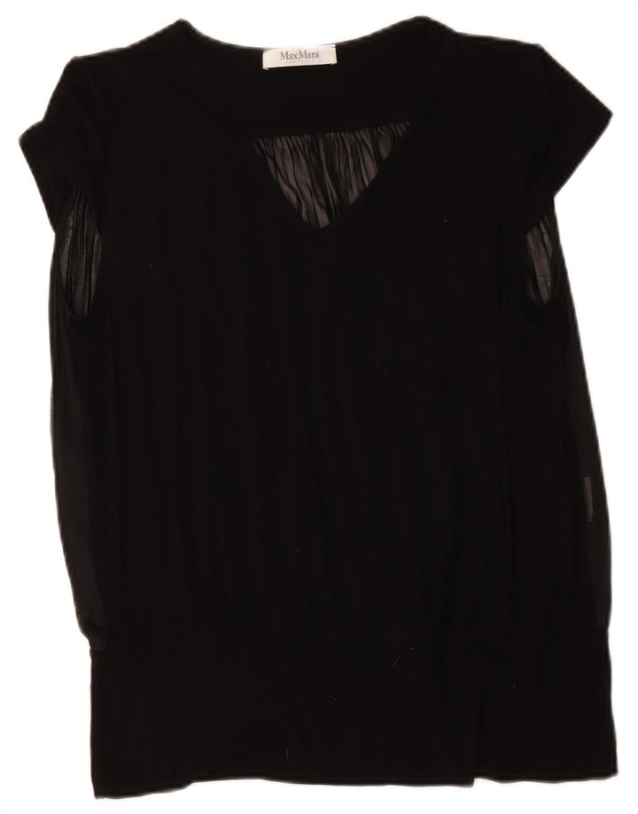 Max Mara Damen Blusenoberteil UK 14 Large Schwarz