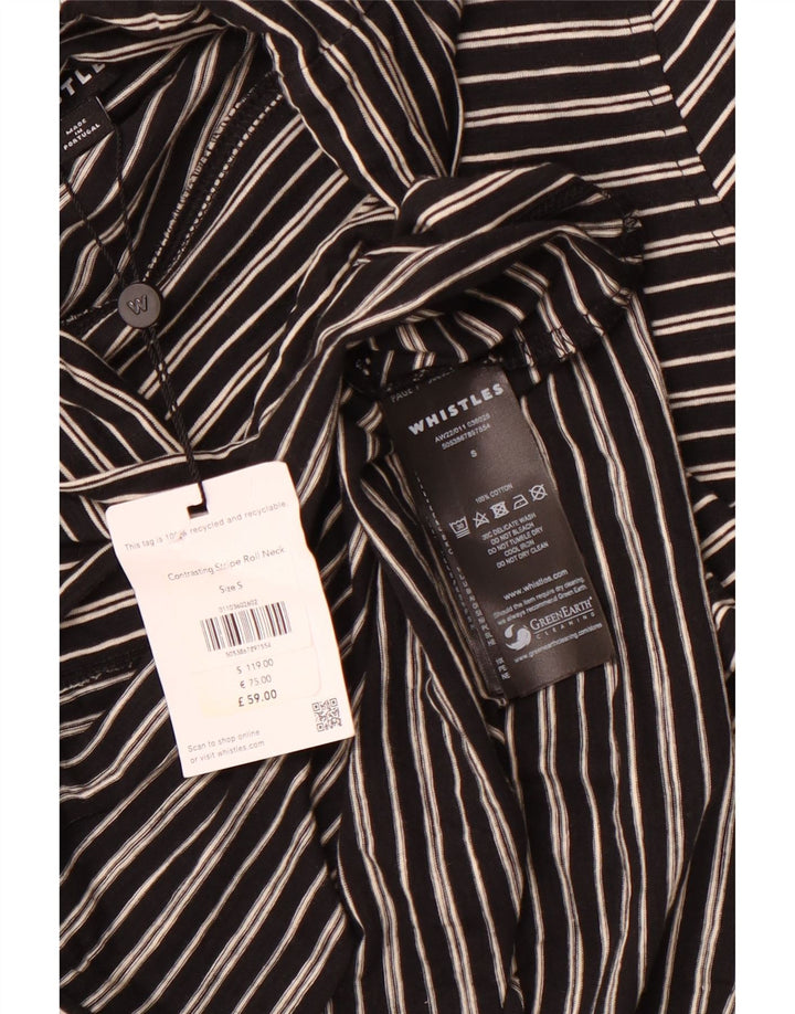 WHISTLES Damen-Top mit Rollkragen, langärmlig, UK 10, Größe S, schwarz, gestreift, Baumwolle