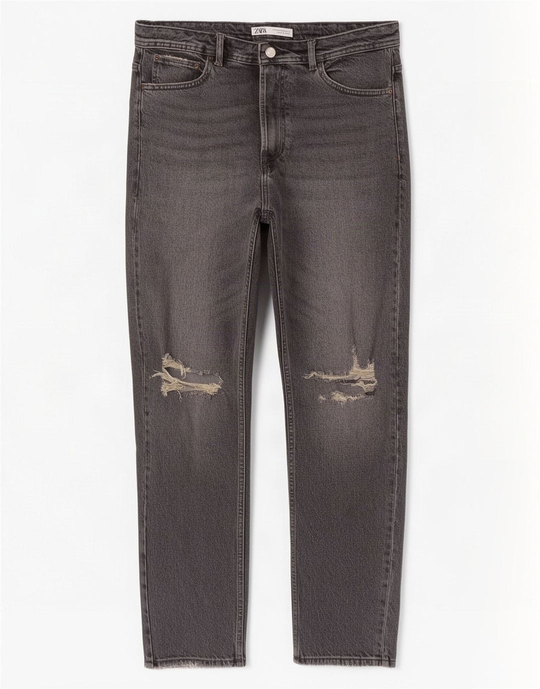 Zara Herren Distressed Straight Jeans EU 44 Large W34 L29 Graue Baumwolle