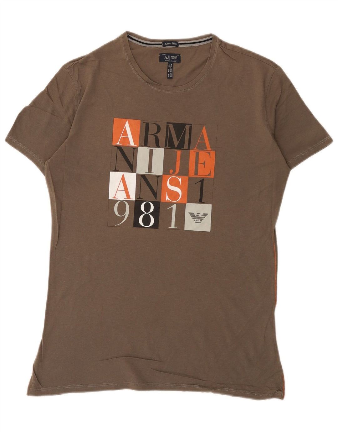 Armani Jeans Herren Extra Slim Graphic T-Shirt Top 2XL Grau