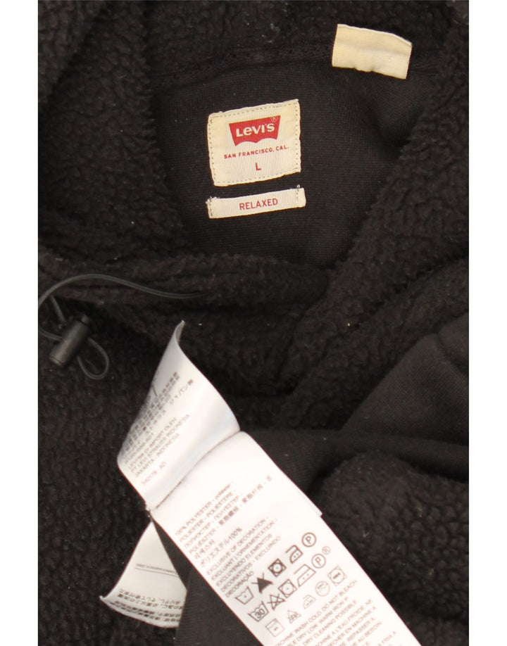 LEVI'S Herren Relaxed Fleece-Pullover mit Kapuze, Größe L, Schwarz, Polyester