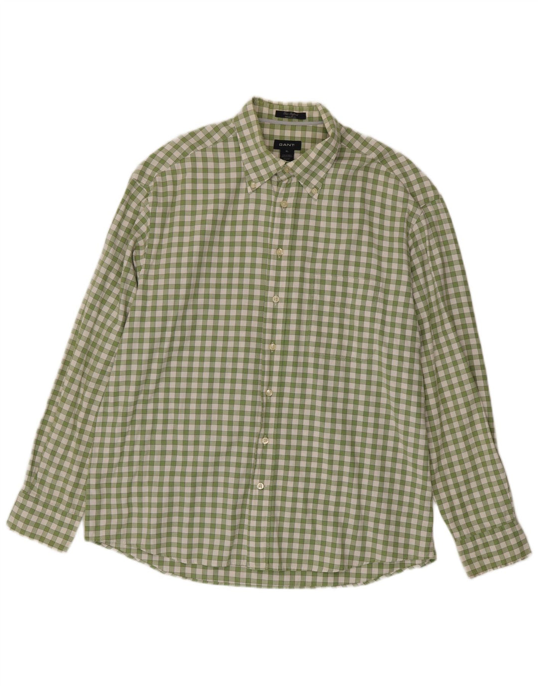 Gant Herren-Hemd mit normaler Passform, XL, grün, Gingham-Baumwolle