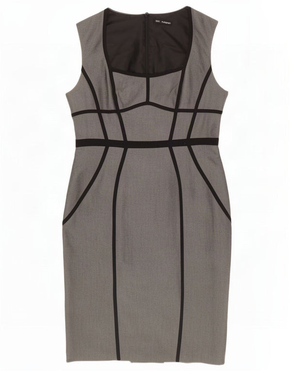 Marks & Spencer Damen Autograph Ärmelloses Etuikleid UK 14 Mittelgrau