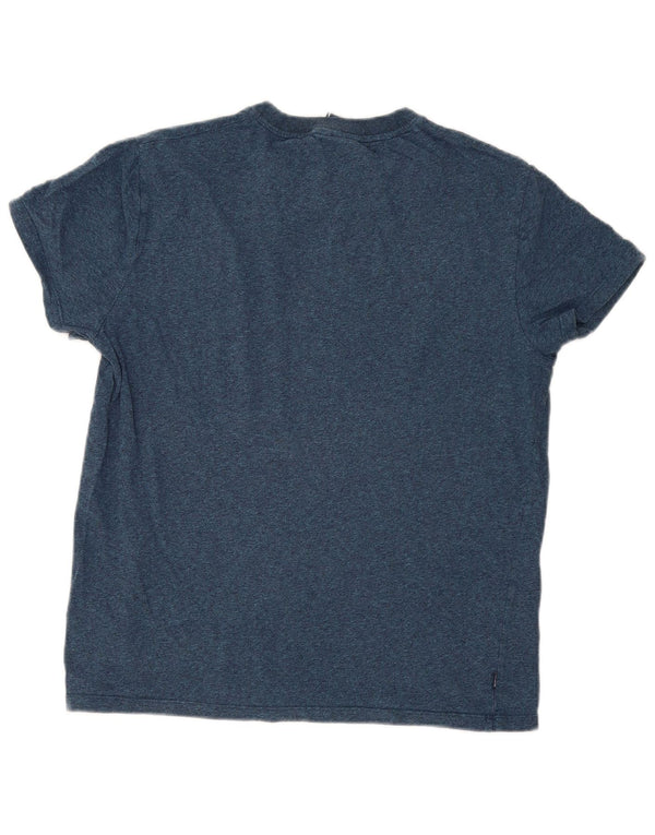 Superdry Herren-T-Shirt-Oberteil, groß, blau gefleckte Baumwolle