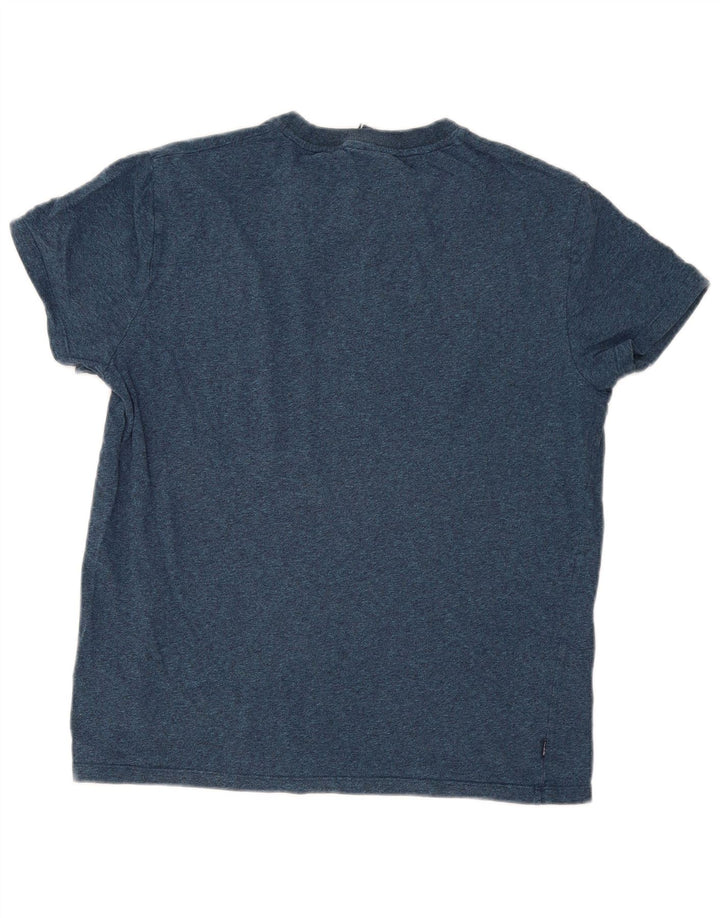 Superdry Herren-T-Shirt-Oberteil, groß, blau gefleckte Baumwolle
