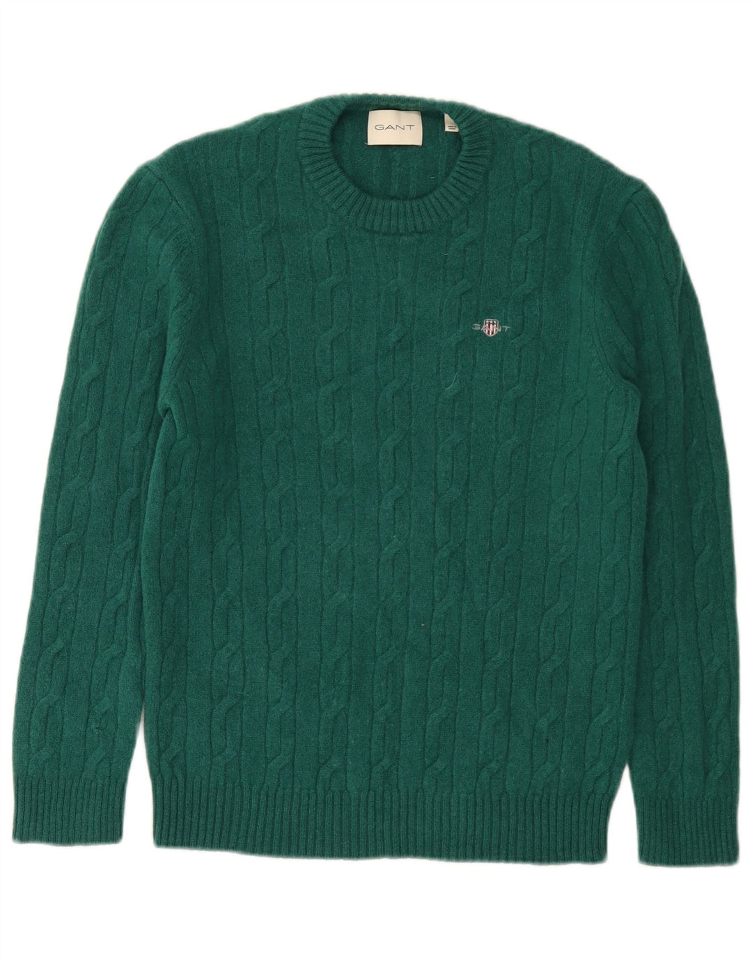 Gant Herren-Pullover mit Rundhalsausschnitt, reguläre Passform, kleine grüne Wolle