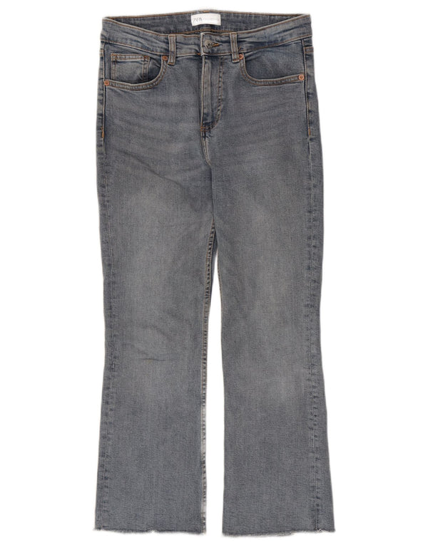 Zara Damen Crop Bootcut Jeans EU 38 Small W28 L26 Blaue Baumwolle