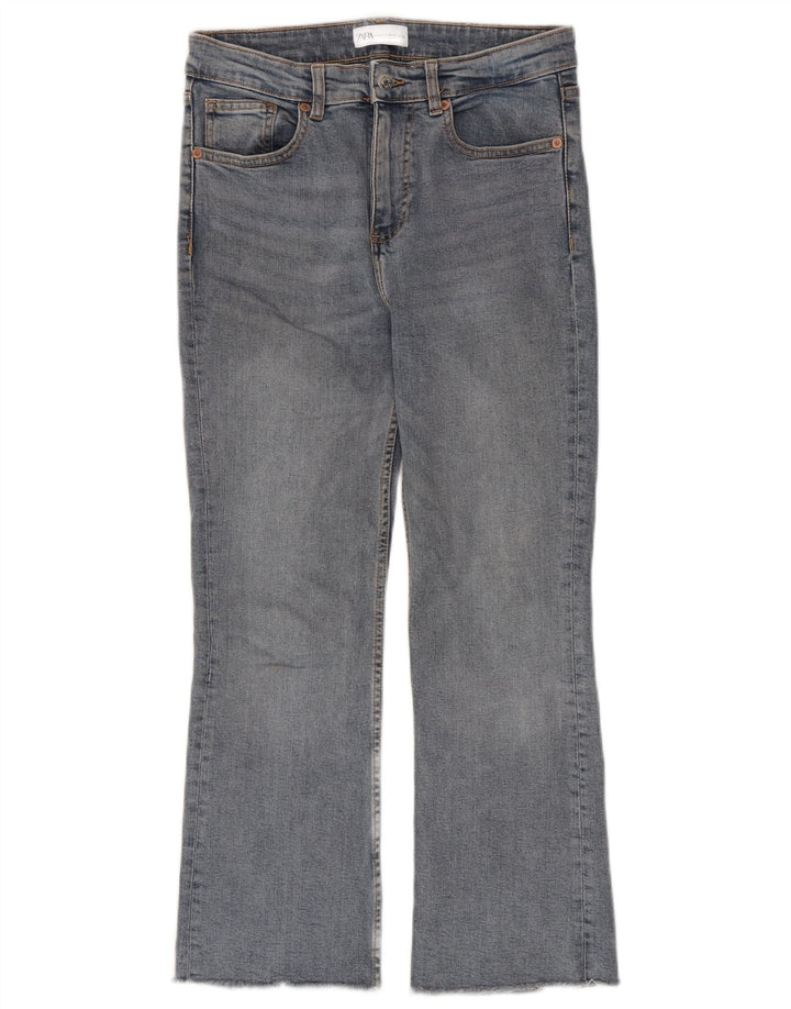 Zara Damen Crop Bootcut Jeans EU 38 Small W28 L26 Blaue Baumwolle