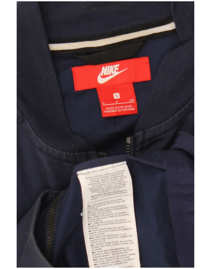 NIKE Herren Bomberjacke UK 36 Small Marineblau Baumwolle