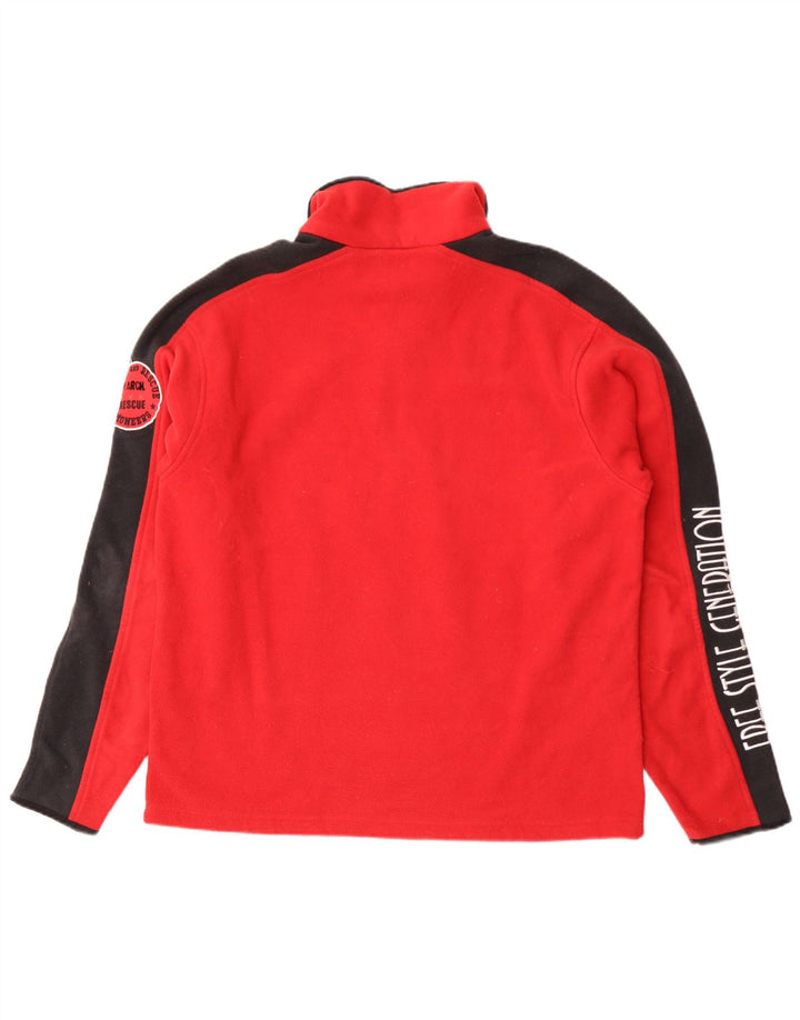Danilo Trevigliani Herren-Fleecepullover mit Grafik, groß, rot, Farbblock