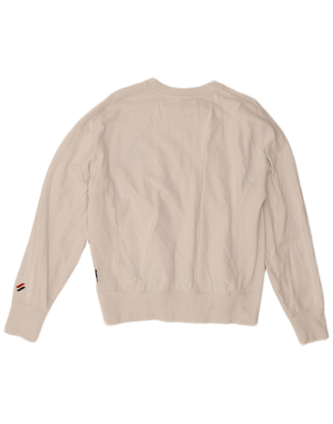 Superdry Damen Sweatshirt-Pullover UK 14 Large Weiße Baumwolle
