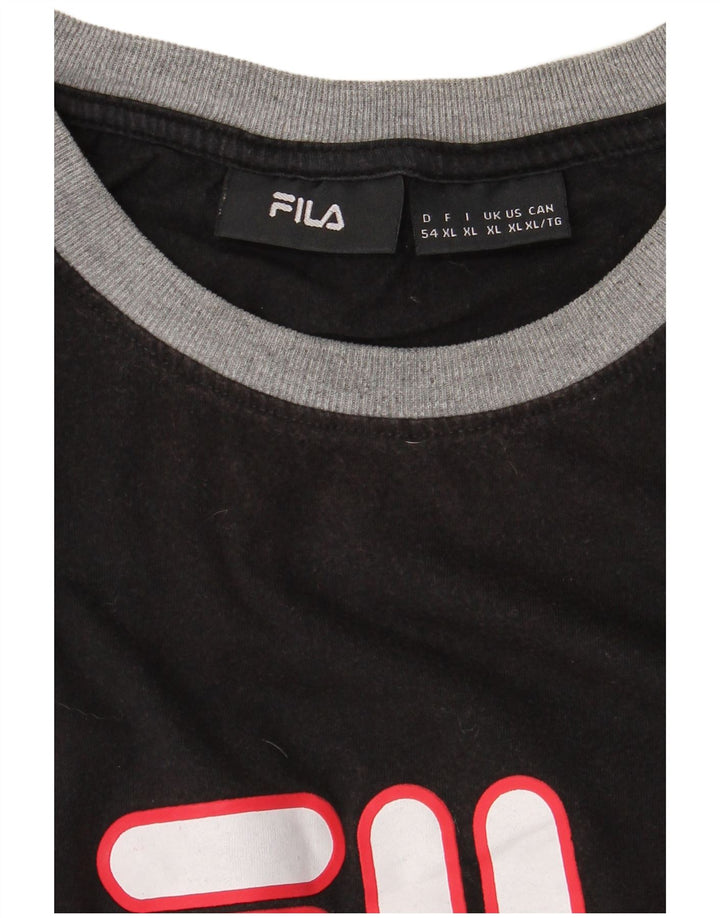 FILA Herren T-Shirt mit Grafik, XL, Schwarz, Farbblock