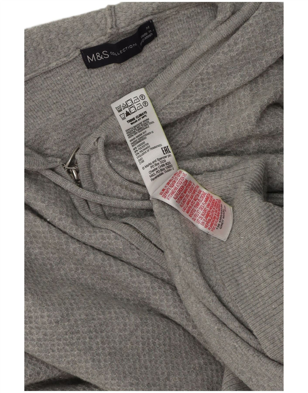 Marks & Spencer Damen Zip Hoodie Pullover UK 14 Mittelgraue Viskose