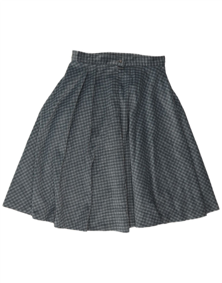 Vintage Damen Tellerrock W30 Mittelblau kariert