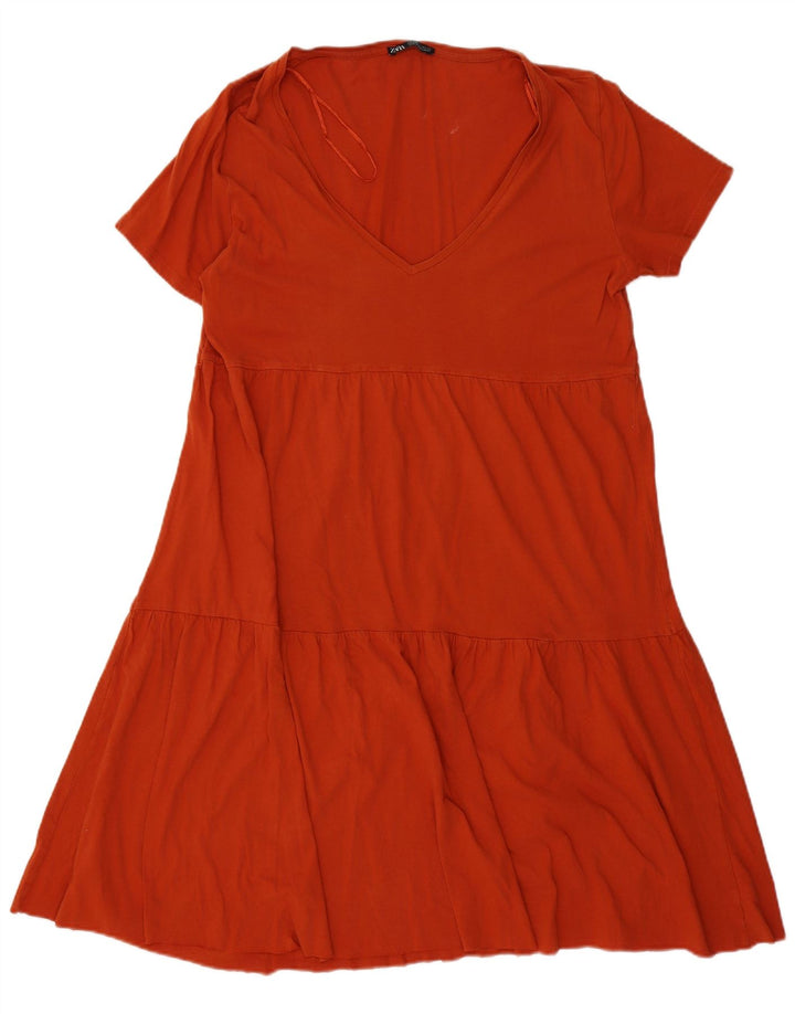 ZARA Damen Stufenkleid UK 16 Large Orange