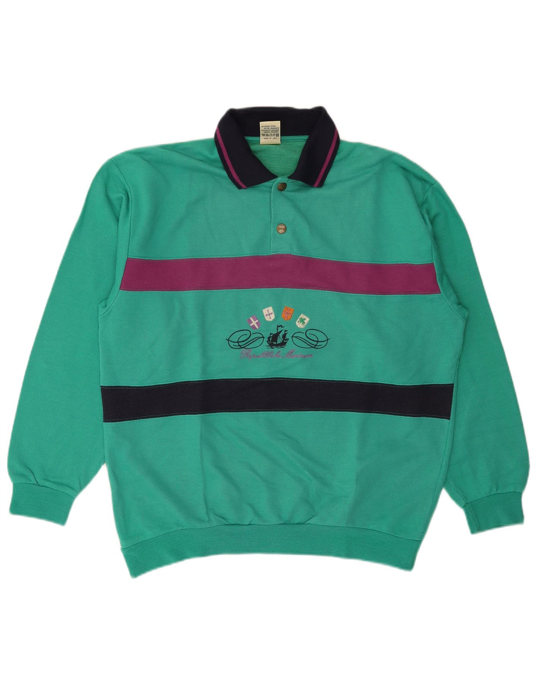 Campagnolo Herren-Sweatshirt-Pullover UK 40 Mitteltürkis Farbblock