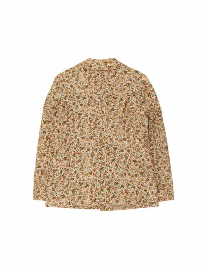 Vintage Damen 5-Knopf-Blazerjacke UK 12 Medium Beige Floral