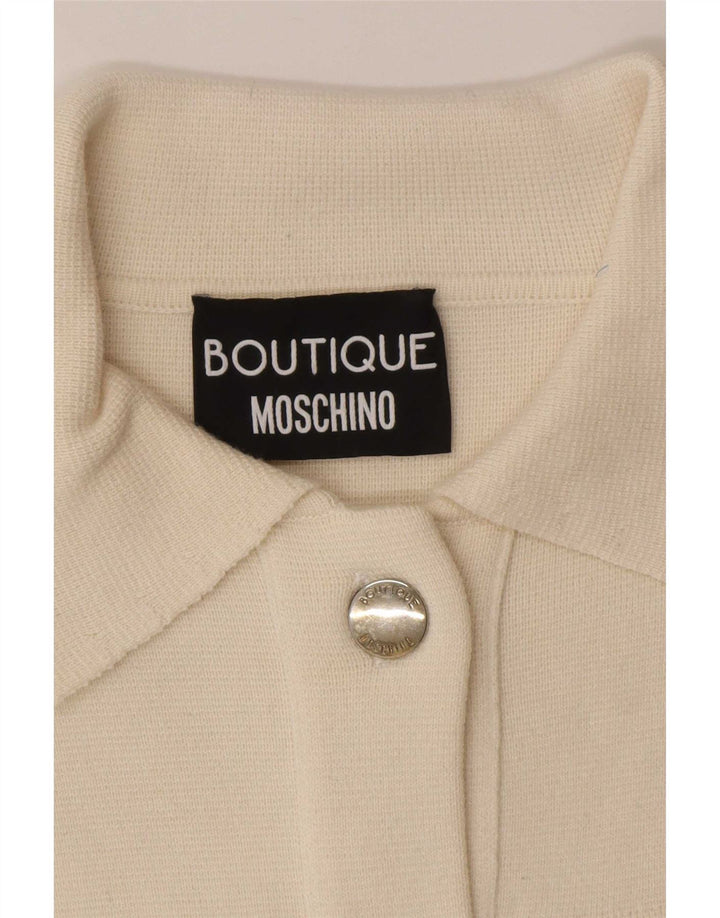 Moschino Damen-Cardigan-Pullover UK 8 Small Off White Wool