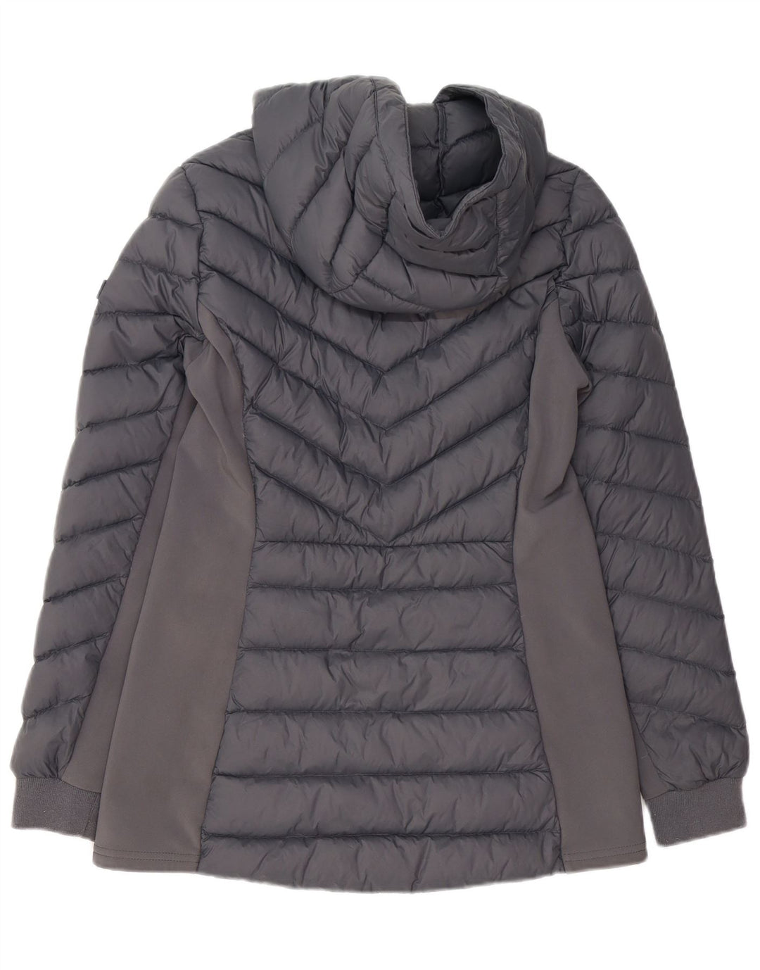 HOLLISTER Wattierte Damenjacke mit Kapuze, UK 10, Small, graues Nylon