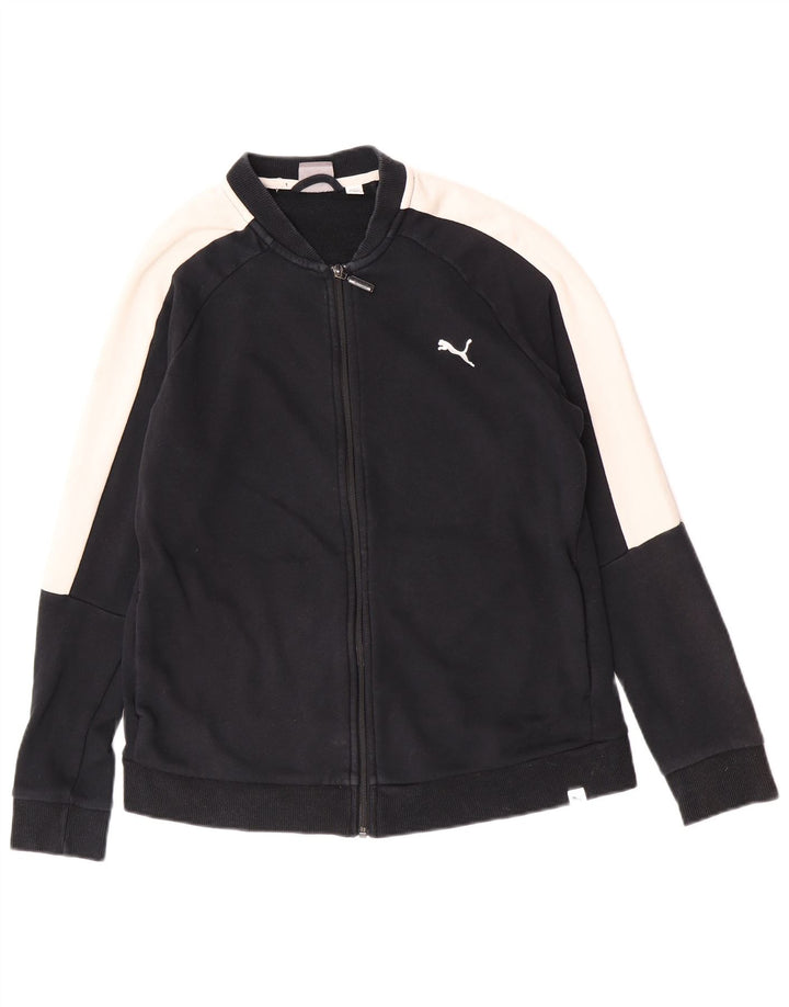 Puma Damen-Trainingsanzug-Top-Jacke, UK 16, Größe L, Schwarz, Colourblock-Baumwolle