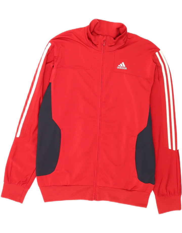 Adidas Herren-Trainingsanzugoberteil mit Grafik, UK 40/42, Mittelrot, Farbblock