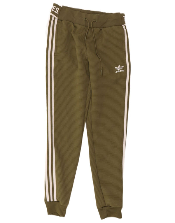 Adidas Damen-Trainingsanzug mit drei Streifen, Jogginghose, Größe 8, Khaki