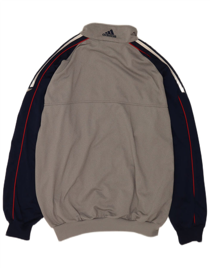 Adidas Herren-Trainingsanzugoberteil, UK-Größe 42/44, großes graues Colourblock-Polyester