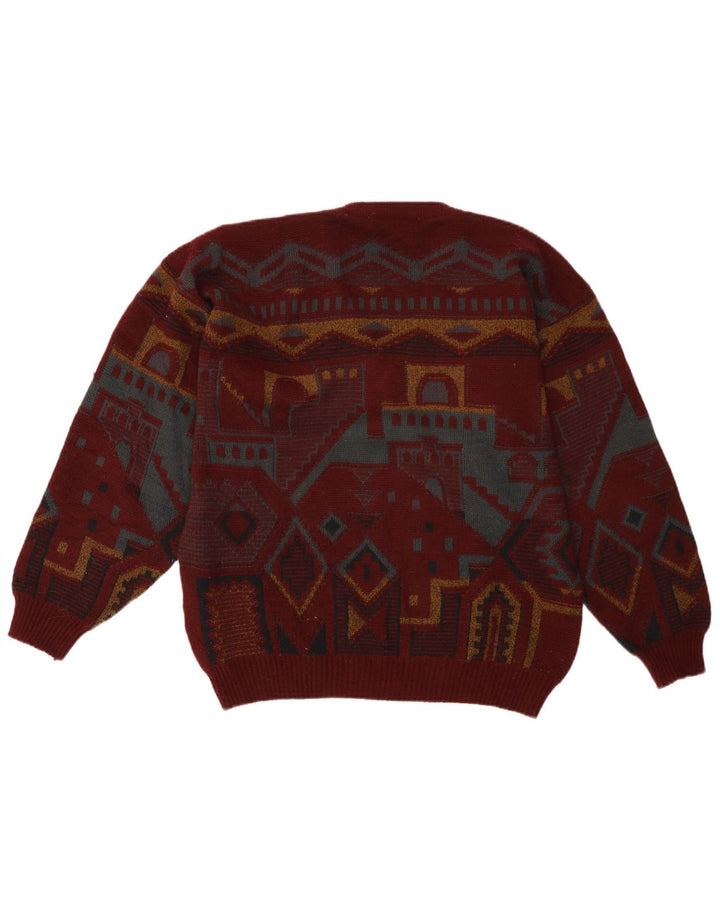 UMBERTO ROSETTI Herren-Pullover mit V-Ausschnitt, Größe 48/50, mittleres Kastanienbraun