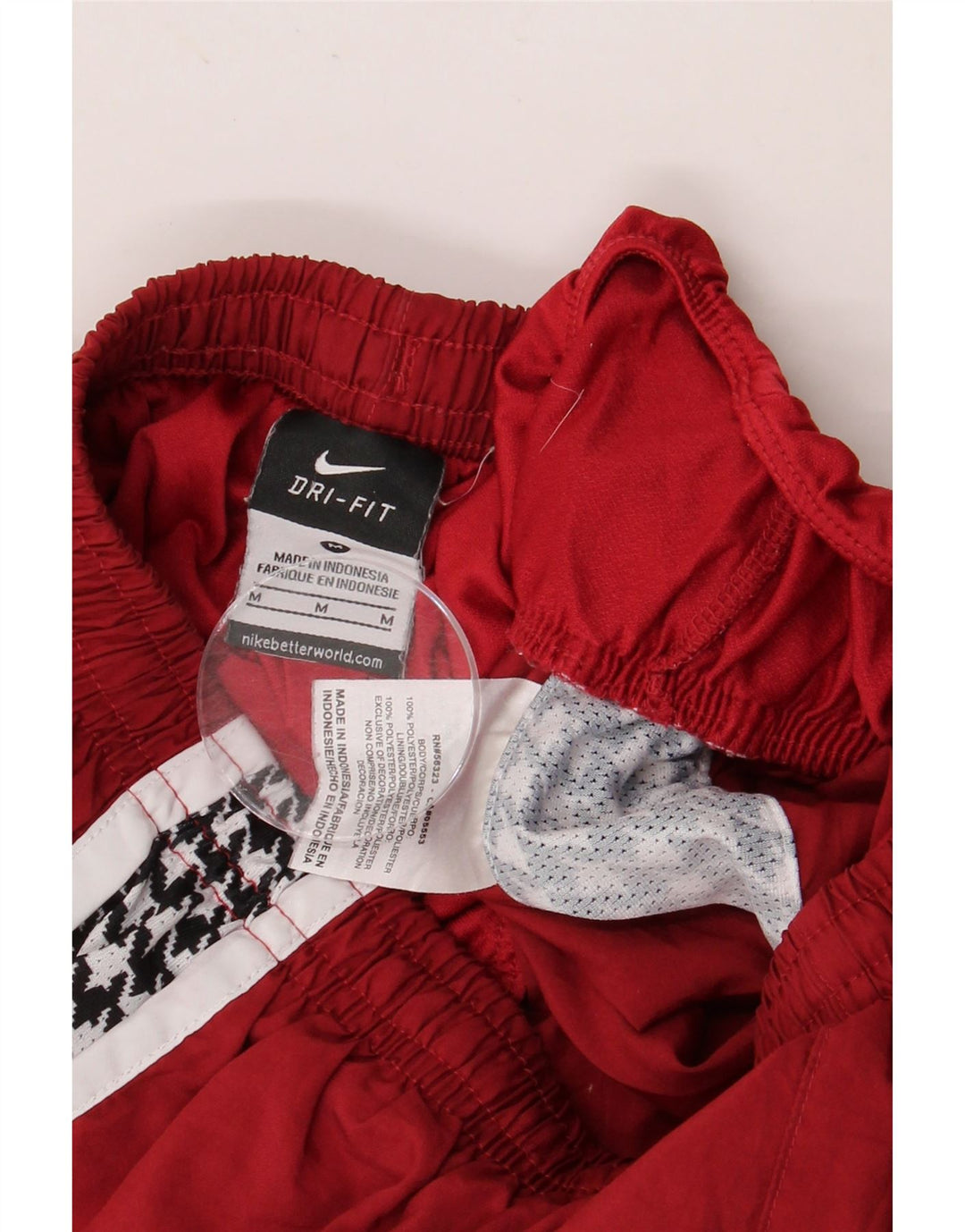 NIKE Damen Dri Fit Graphic Sport Shorts UK 12 Medium Maroon Houndstooth