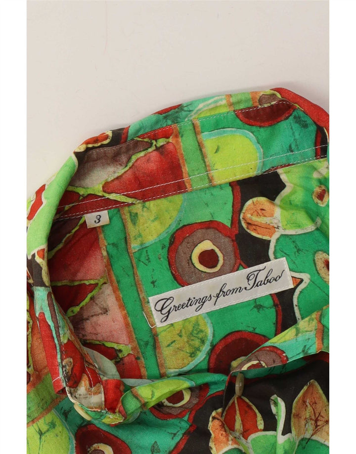 Vintage Herren Hawaiihemd Mittelgrün Geometrisch