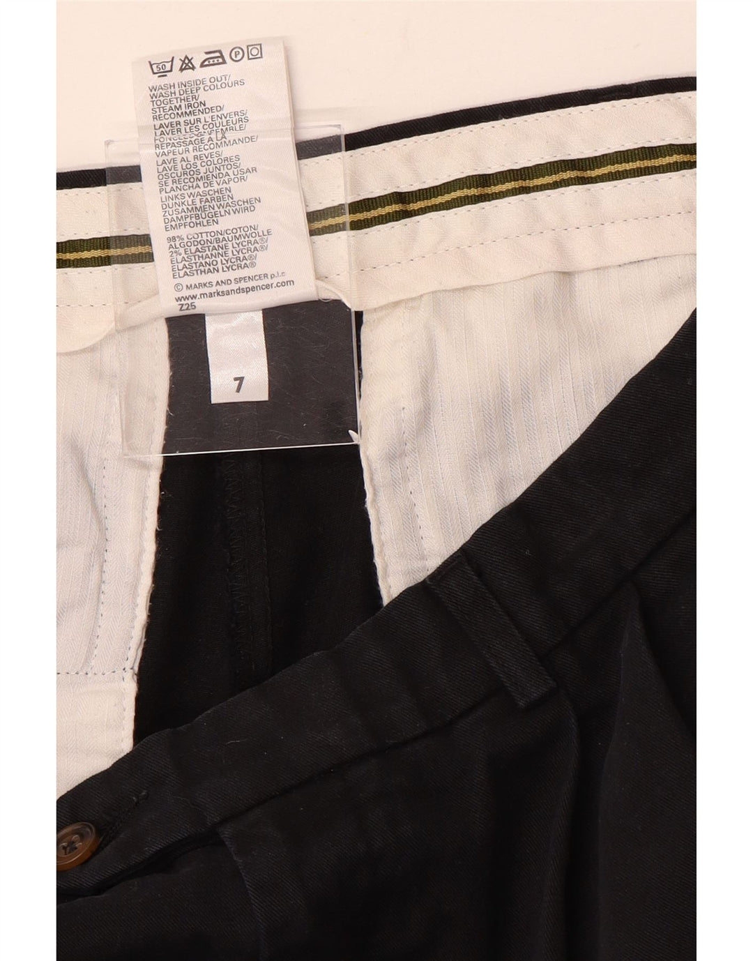 Marks & Spencer Herren-Anzughose mit Pegged-Anzug, W34, L31, schwarze Baumwolle