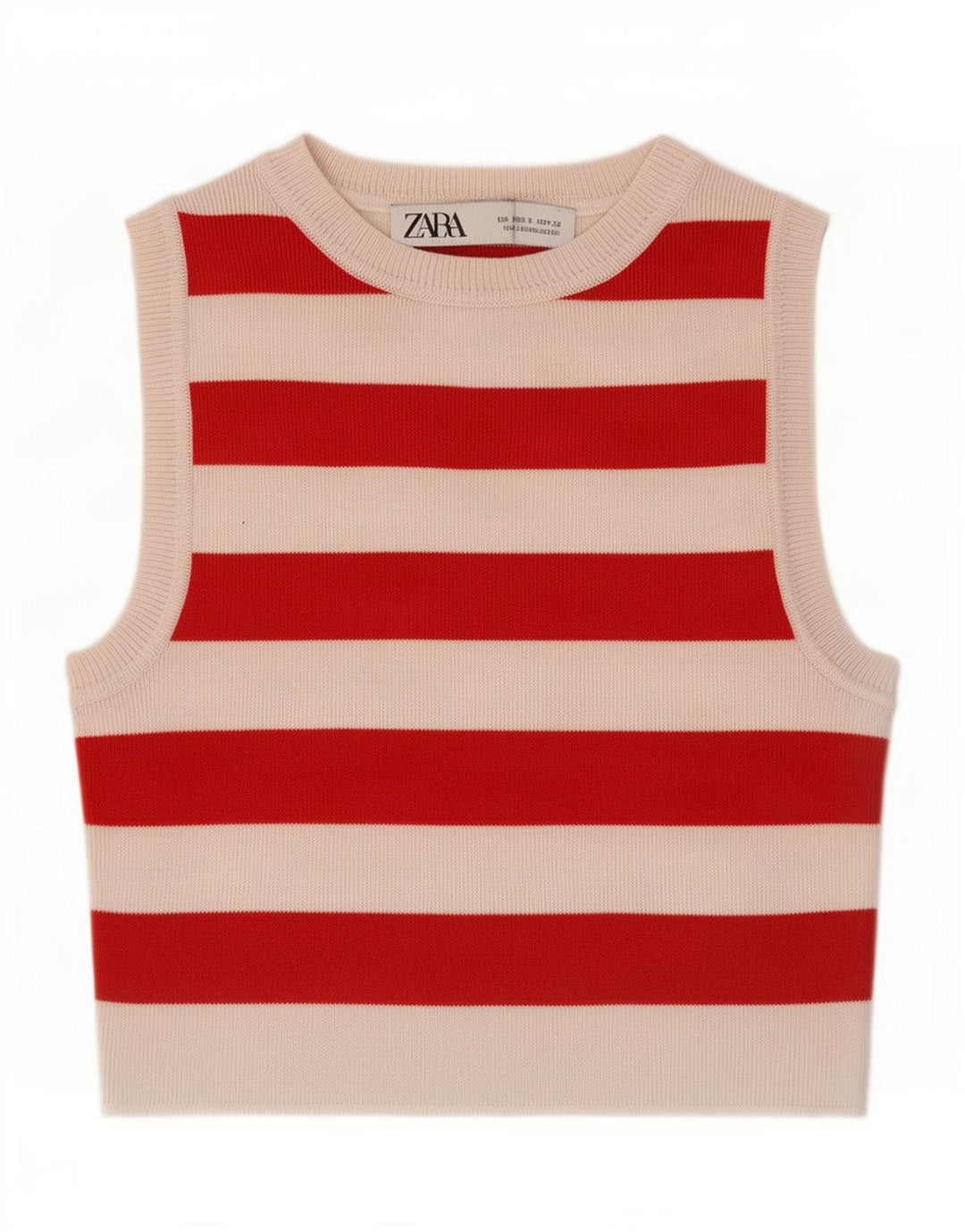 Zara Damen Crop Vest Top UK 8 Small Rot gestreift