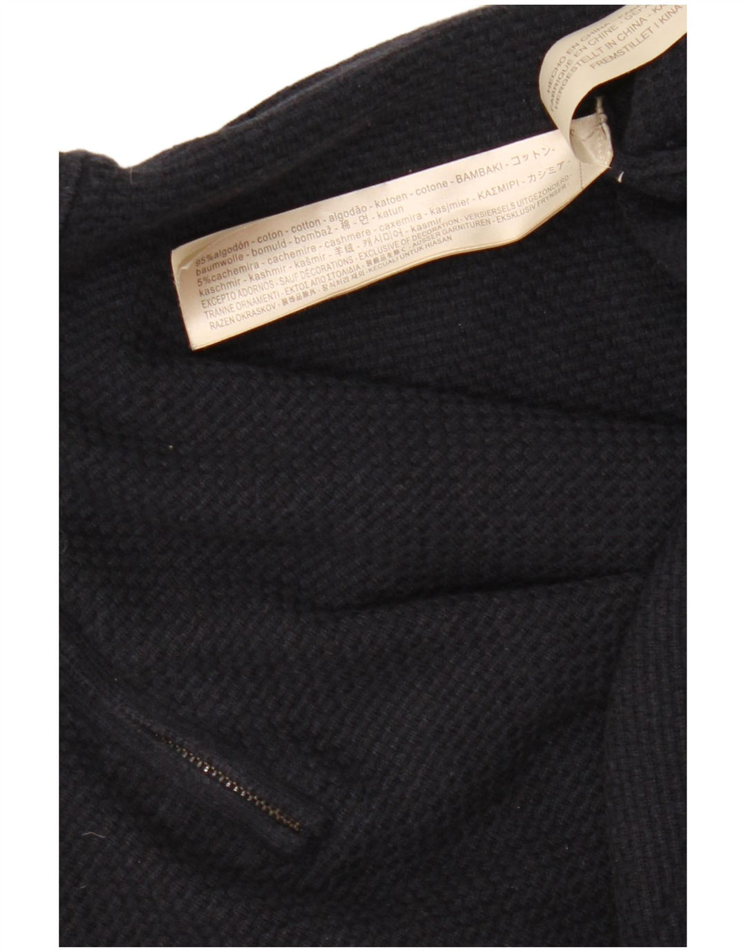 MASSIMO DUTTI Herren-Pullover mit Reißverschluss, 2XL, marineblaue Baumwolle