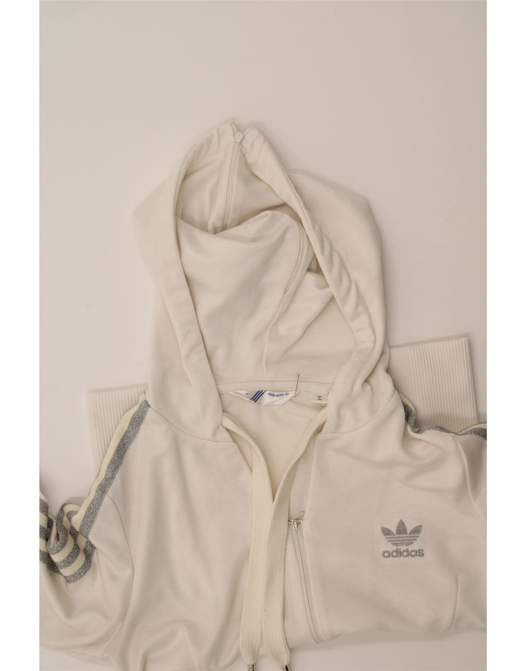 ADIDAS Womens Zip Hoodie Sweater IT 46 Large White Polyester Vintage Adidas and Second-Hand Adidas from Messina Hembry 