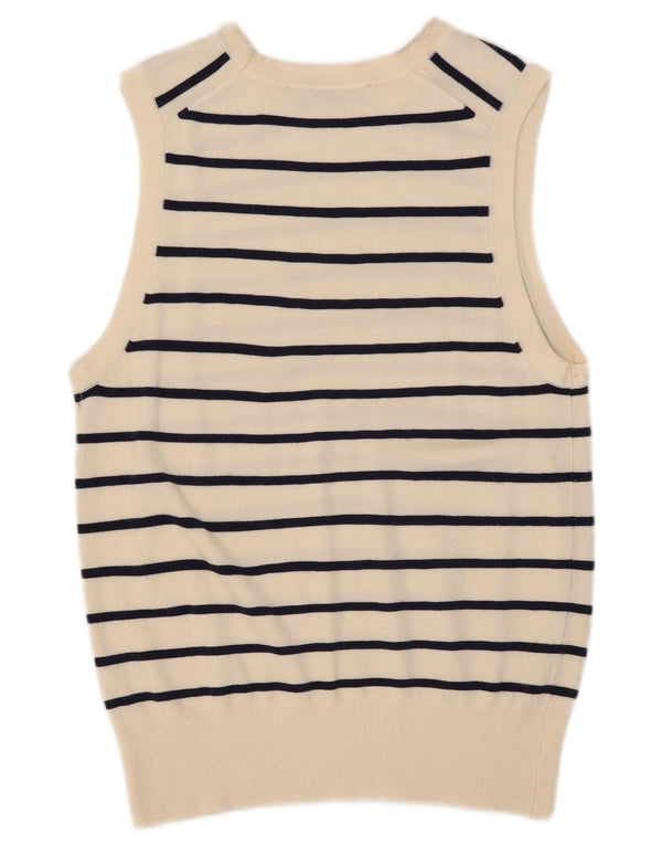 Zara Damen Weste Tank Top UK 12 Medium Off White gestreift