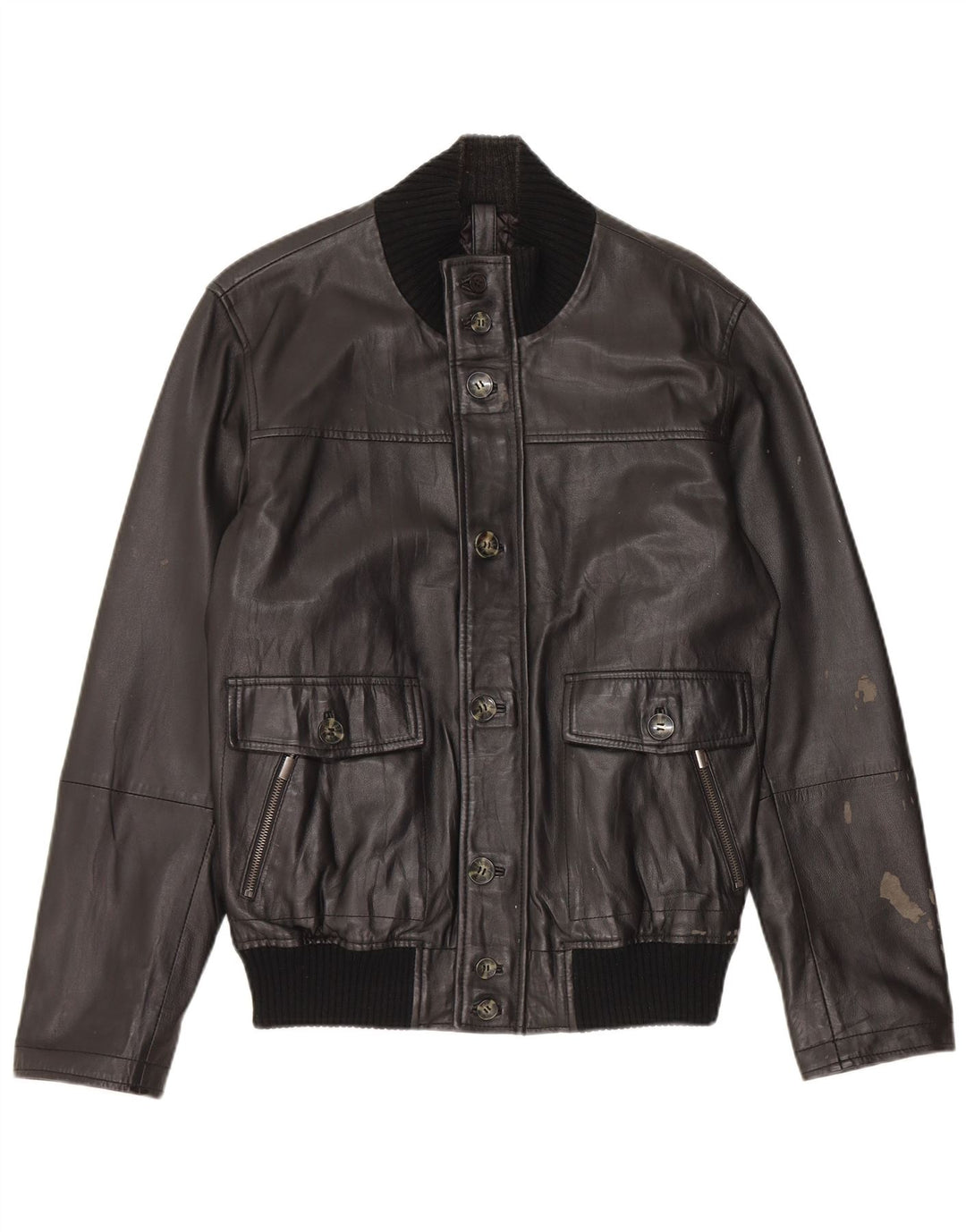 Conbipel Herren Bomber-Lederjacke IT 48 Mittelschwarzes Leder