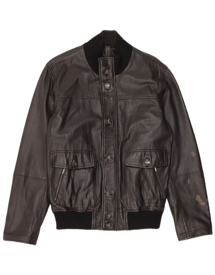Conbipel Herren Bomber-Lederjacke IT 48 Mittelschwarzes Leder