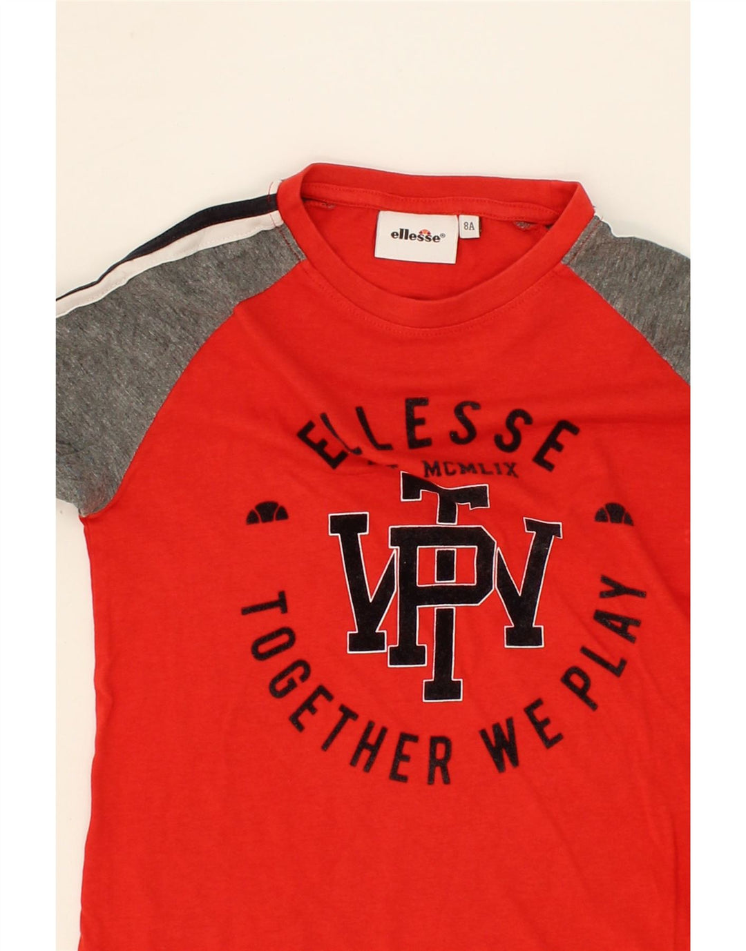 ELLESSE Boys Graphic Top Long Sleeve 7-8 Years Red Colourblock Cotton Vintage Ellesse and Second-Hand Ellesse from Messina Hembry 
