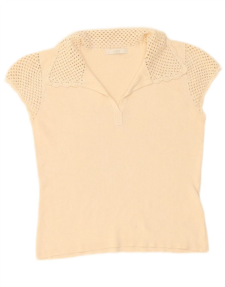 Marks & Spencer Damen Poloshirt UK 10 Small Beige Baumwolle