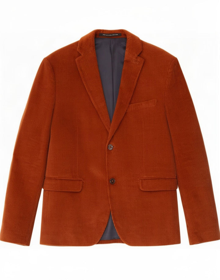 Zara Herren 2-Knopf-Blazer aus Cord, EU 54, XL, braune Baumwolle