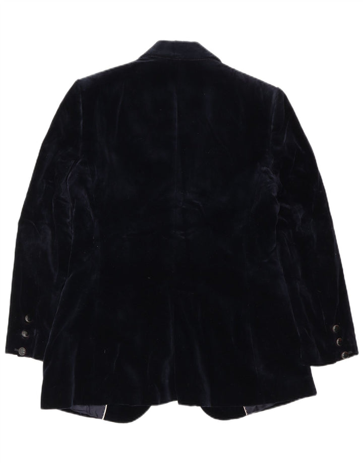 Massimo Dutti Damen-Blazer aus Samt mit 1 Knopf, EU 38, mittleres Marineblau