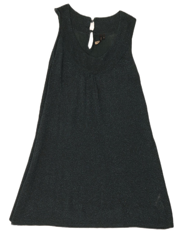 Topshop Damen Ärmelloses Basic-Kleid UK 14 Mittelgrüne Viskose